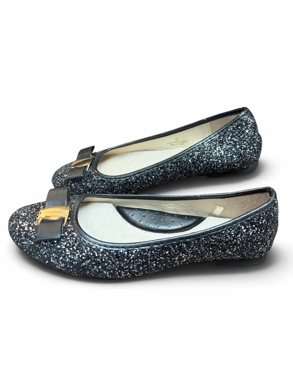 Women’s Glitter Bow Ballet Flats - Black